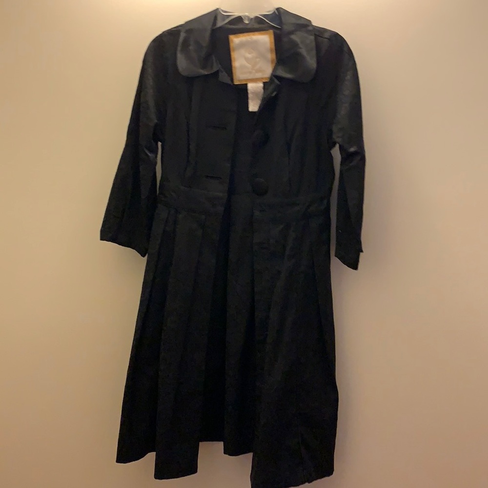 Baby Phat Black Jacquard Coat Small Y2K Retro Long Button Up Jacket‎ Like New
